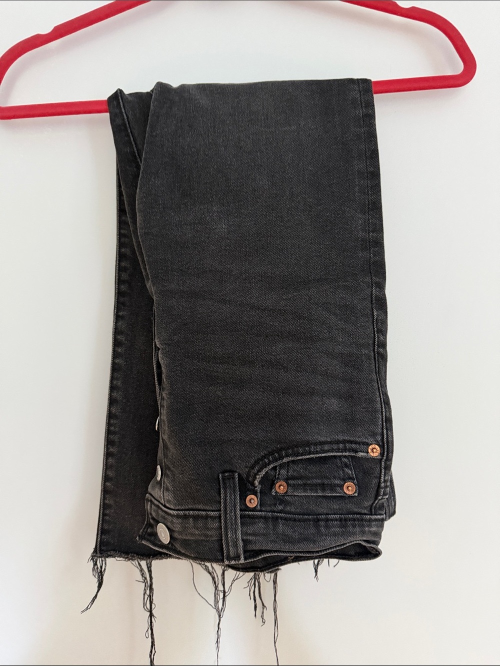 Levi’s Wedgie Straight Black Distressed Hem Straight Leg Jeans